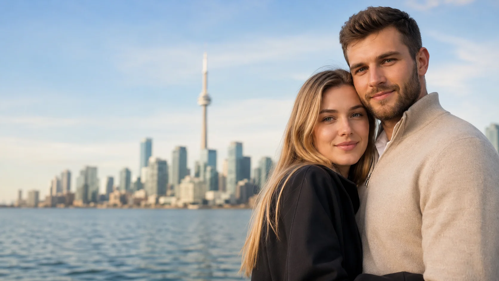 A man and woman walking together in Toronto